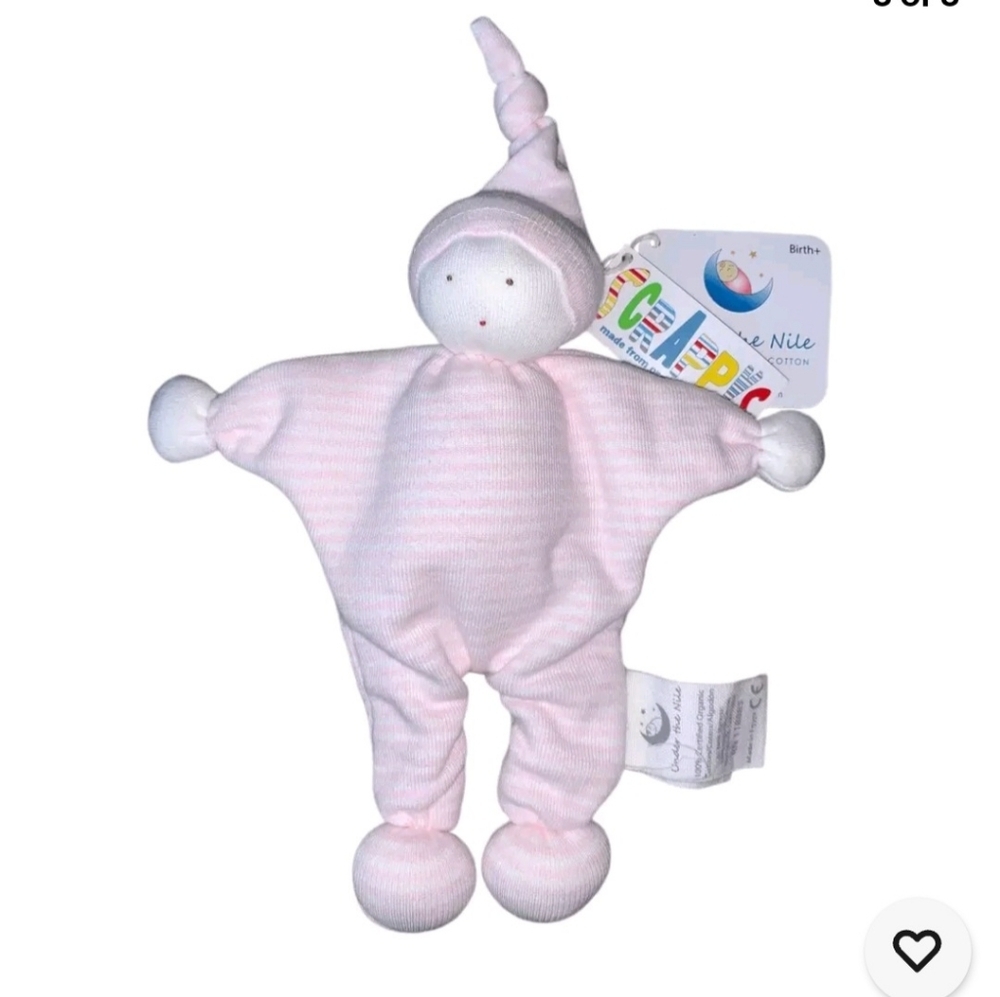 Under The Nile 100% Organic Egyptian Cotton Baby Girl Lovey Toys pink stripe